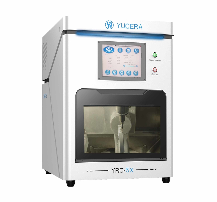Fresadora dental Yucera YRC-5X de 5 ejes con fresado vertical de 90° y rotación del eje B grande para un 20% más de aprovechamiento del material