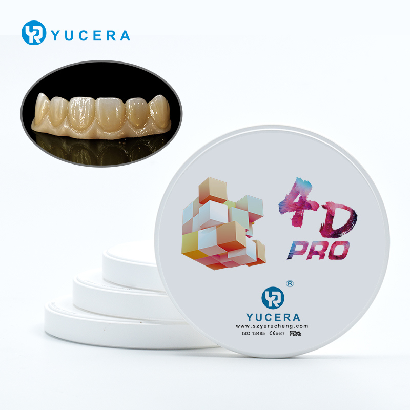 Yucera Zirconia Disc 4D Pro Multilayer Zirconium Block 700-1200mpa A1 A2 A3 Color Ceramic 4D Pro Zirconia Dental with CE ISO