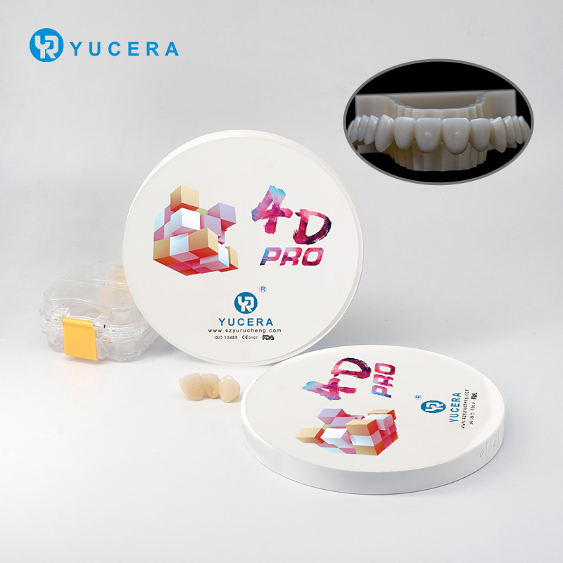 Yucera Zirconia Disc 4D Pro Multilayer Zirconium Block 700-1200mpa A1 A2 A3 Color Ceramic 4D Pro Zirconia Dental with CE ISO