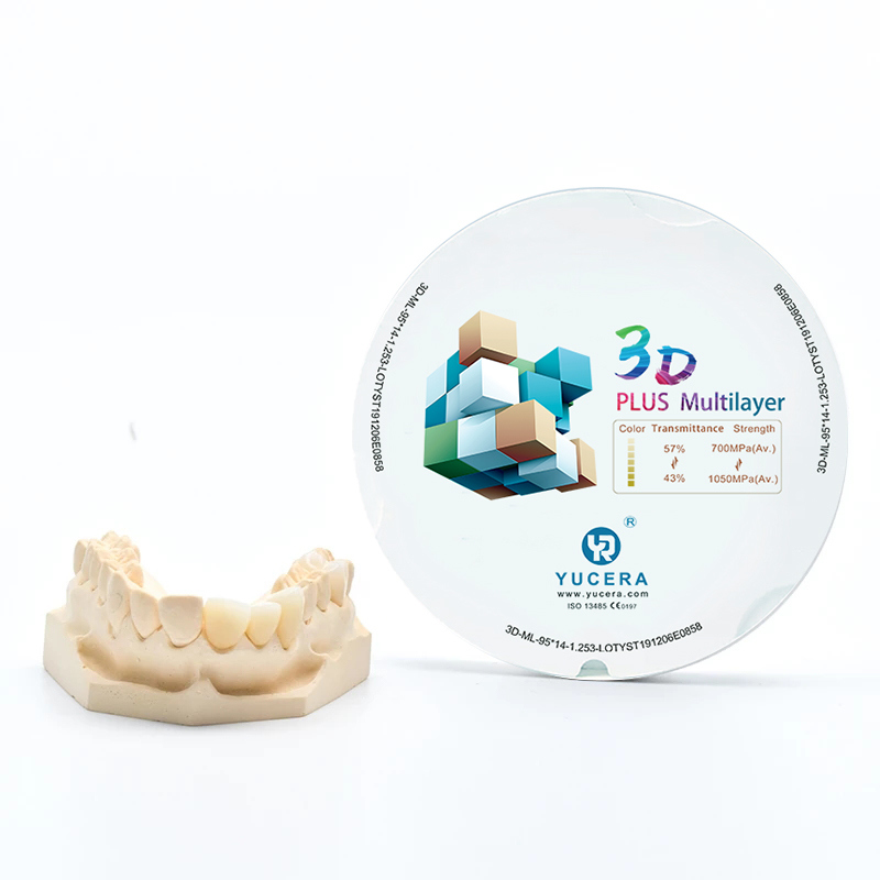 Bloques de zirconia dental multicapa 3D Plus de 98 mm YUCERA, los mejores materiales de discos de zirconia dental para el sistema CAD/CAM de laboratorio