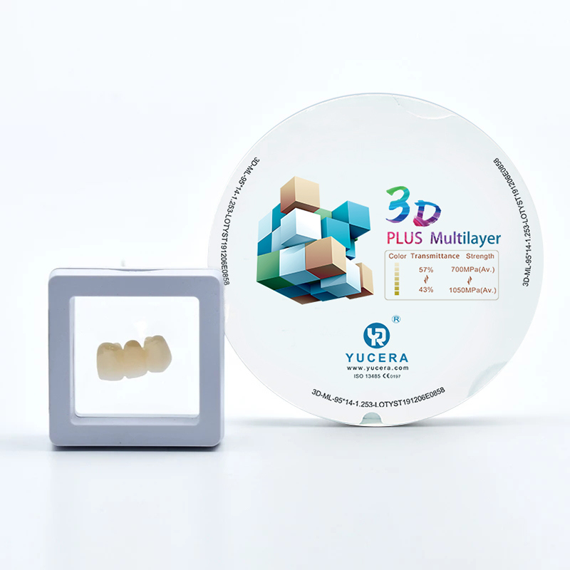 Bloques de zirconia dental multicapa 3D Plus de 98 mm YUCERA, los mejores materiales de discos de zirconia dental para el sistema CAD/CAM de laboratorio