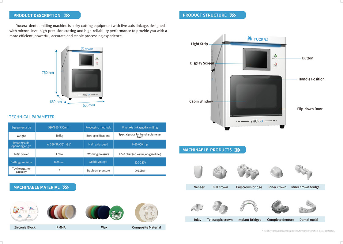 Yucera Dedicated Zirconia CAD CAM Machine for Multi Layer Dental Lab Blocks