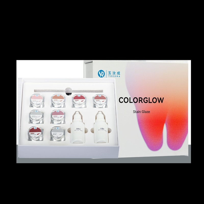 Kit de tinción y glaseado de cerámica de zirconia Yucera de 18 colores Natural Glow para creaciones de laboratorio dental