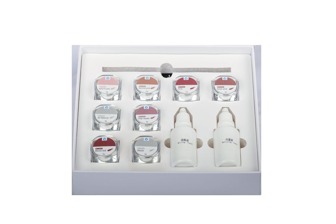 Kit de tinción y glaseado de cerámica de zirconia Yucera de 18 colores Natural Glow para creaciones de laboratorio dental