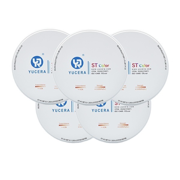 Disco de zirconia dental 98mm YUCERA ST (1200MPa/45-55% Trans.) | Exocad/ Listo
