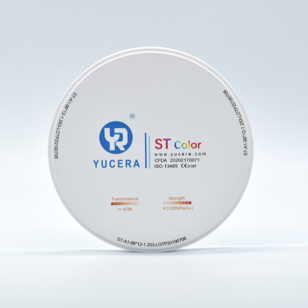 Disco de zirconia dental 98mm YUCERA ST (1200MPa/45-55% Trans.) | Exocad/ Listo