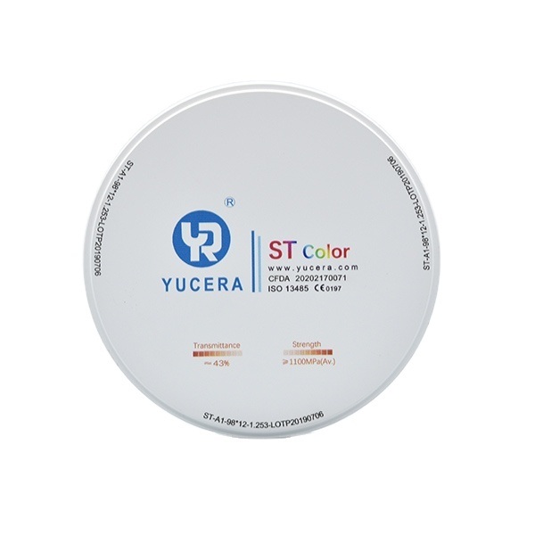 Discos de zirconia dental ST color Yucera perfectamente combinados con nuestros bloques de alta calidad