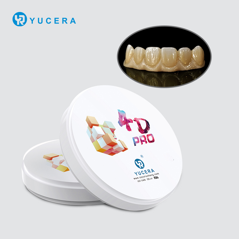 Bloque de zirconia dental YUCERA 4D Pro (1200MPa/43-57% Trans.) | Tecnología de gradiente multicapa
