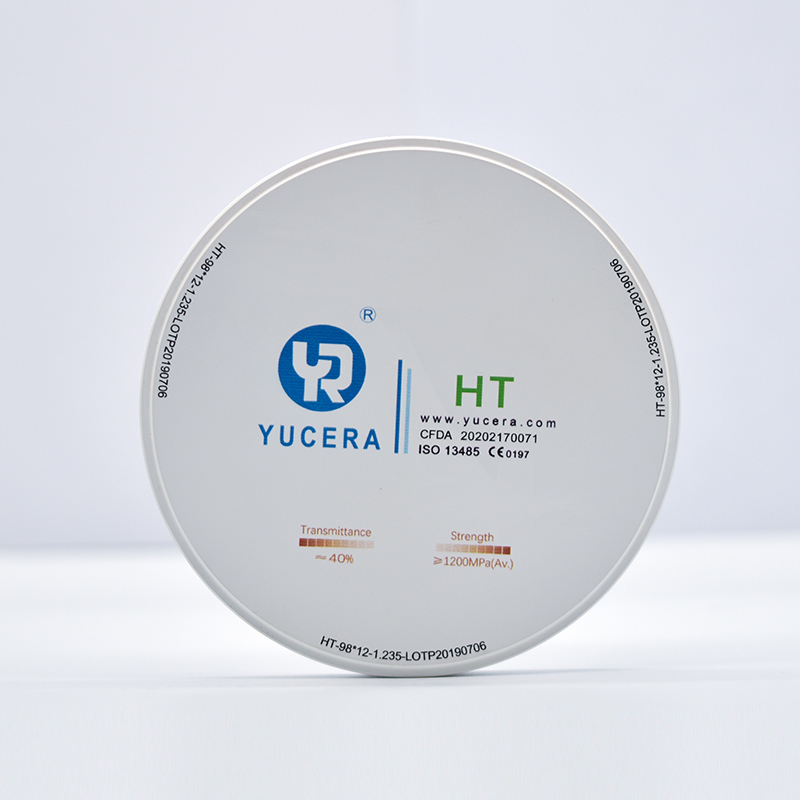 Disco de zirconia dental de 98 mm YUCERA HT Blanco (1200 MPa/45% Trans.) | Certificado ISO 13356