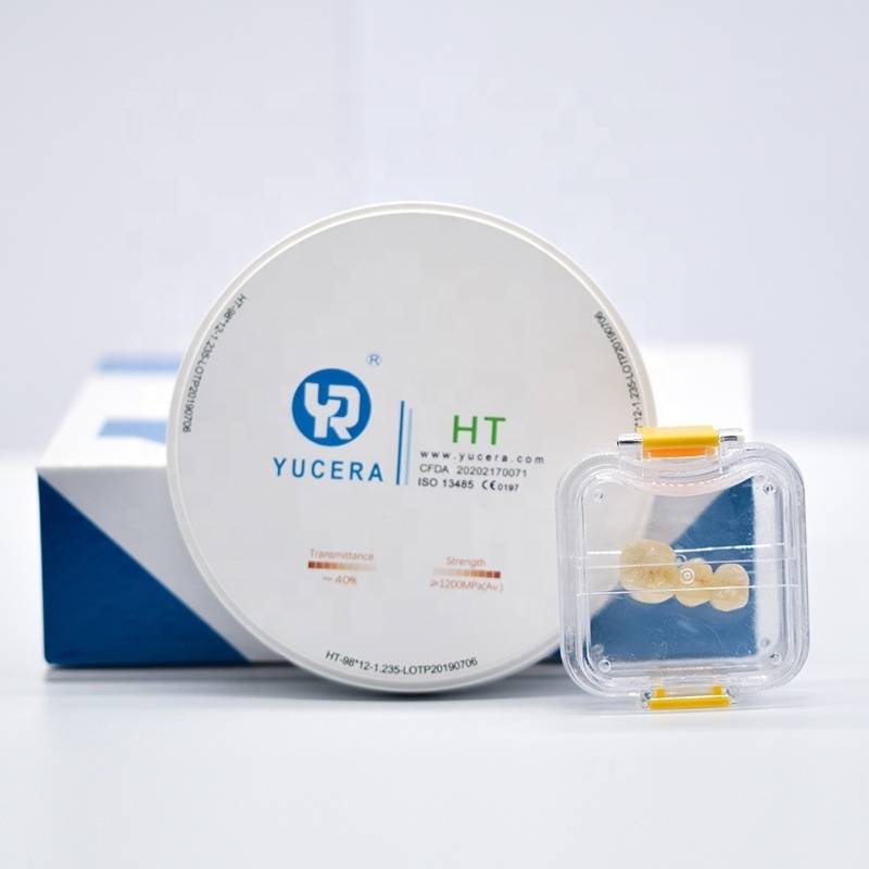 Disco de zirconia dental de 98 mm YUCERA HT Blanco (1200 MPa/45% Trans.) | Certificado ISO 13356