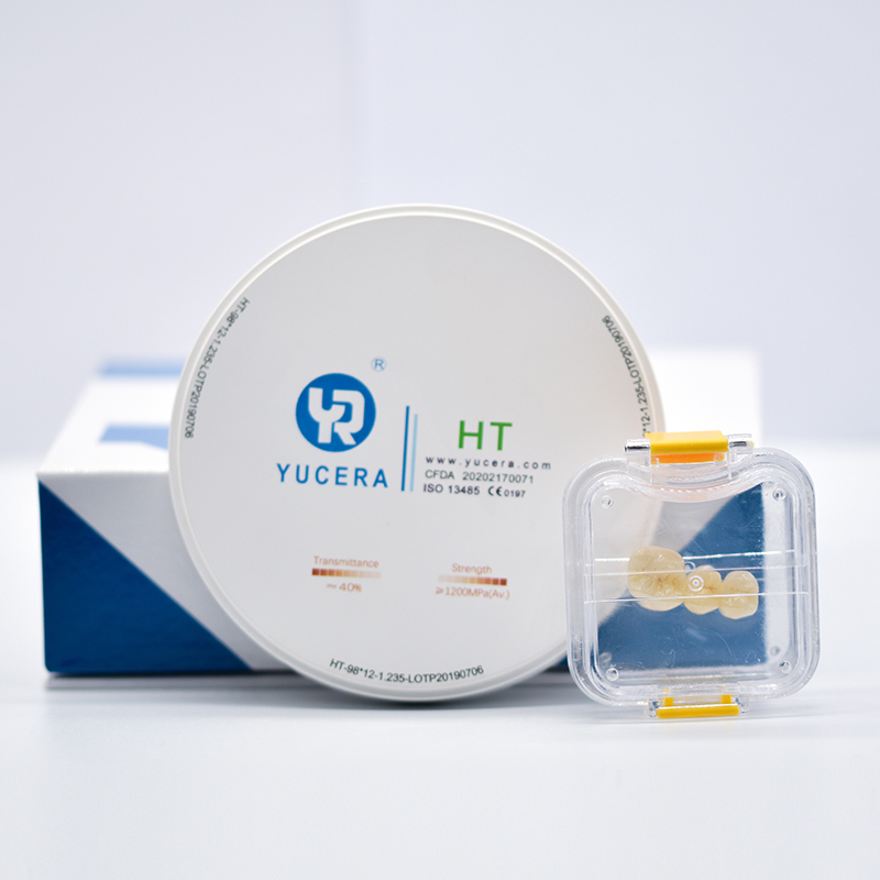 Disco de zirconia dental de 98 mm YUCERA HT Blanco (1200 MPa/45% Trans.) | Certificado ISO 13356