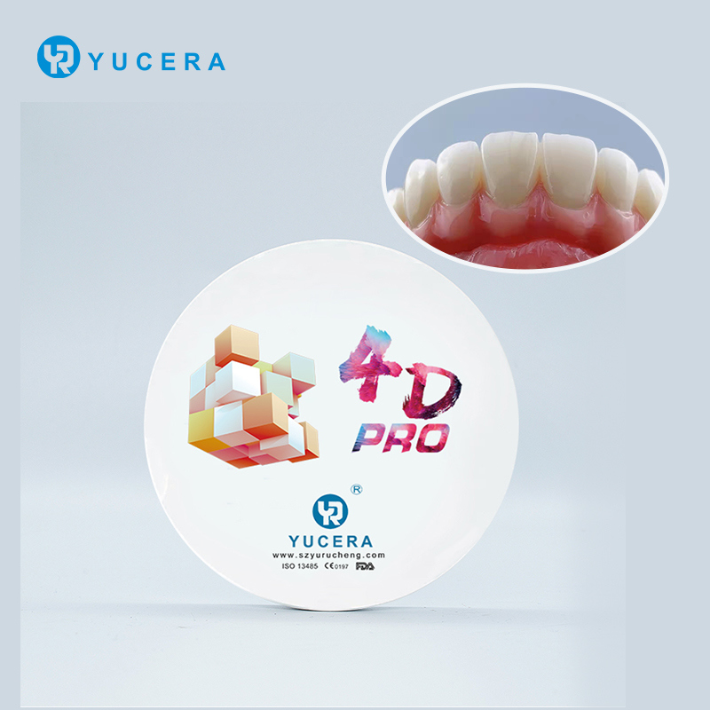 Bloques de zirconia sinterizada Yucera 4D Pro - Color B1 translúcido multicapa para sistemas CAD/CAM dentales