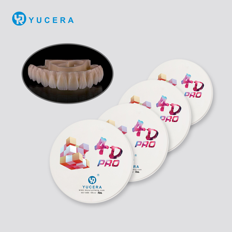 Bloques de zirconia sinterizada Yucera 4D Pro - Color B1 translúcido multicapa para sistemas CAD/CAM dentales